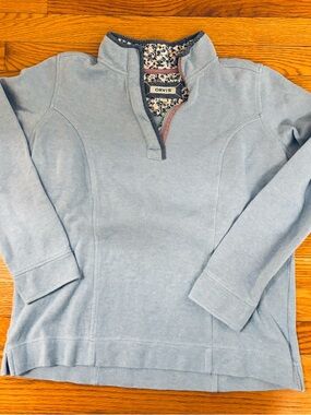 Orvis Women’s Light Blue 1/4 Zip-Front Pullover with Floral Collar Lining